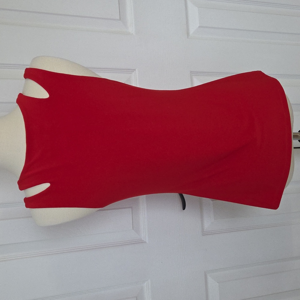 JOSEPH RIBKOFF DOUBLE STRAP RED SLEEVELESS TANK TUNIC TOP 8 - Picture 3 of 4